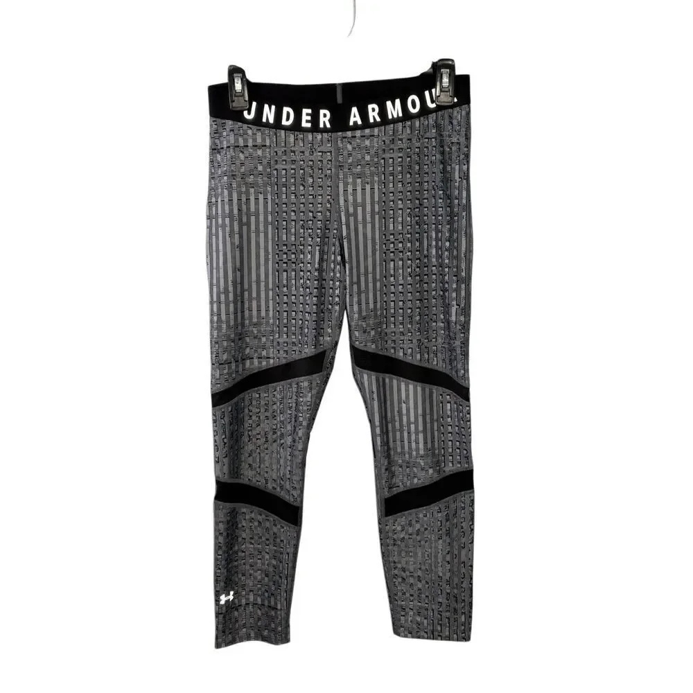 Under Armour CoolSwitch Run gray with black accent full length leggings - L